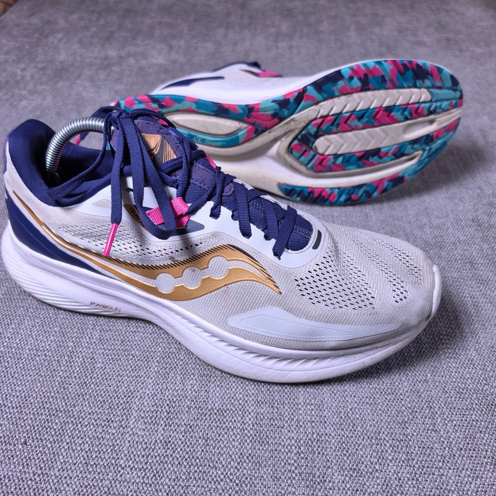 Saucony Guide 15 Womens 12 Beige Gold Blue S10684-40 Running Shoes